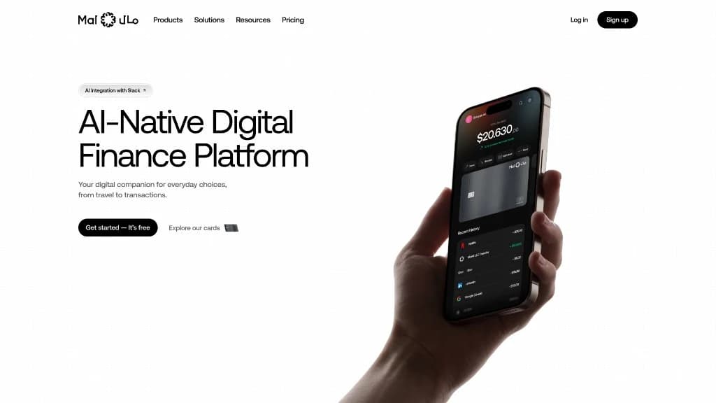 Mal AI homepage hero with app on phone