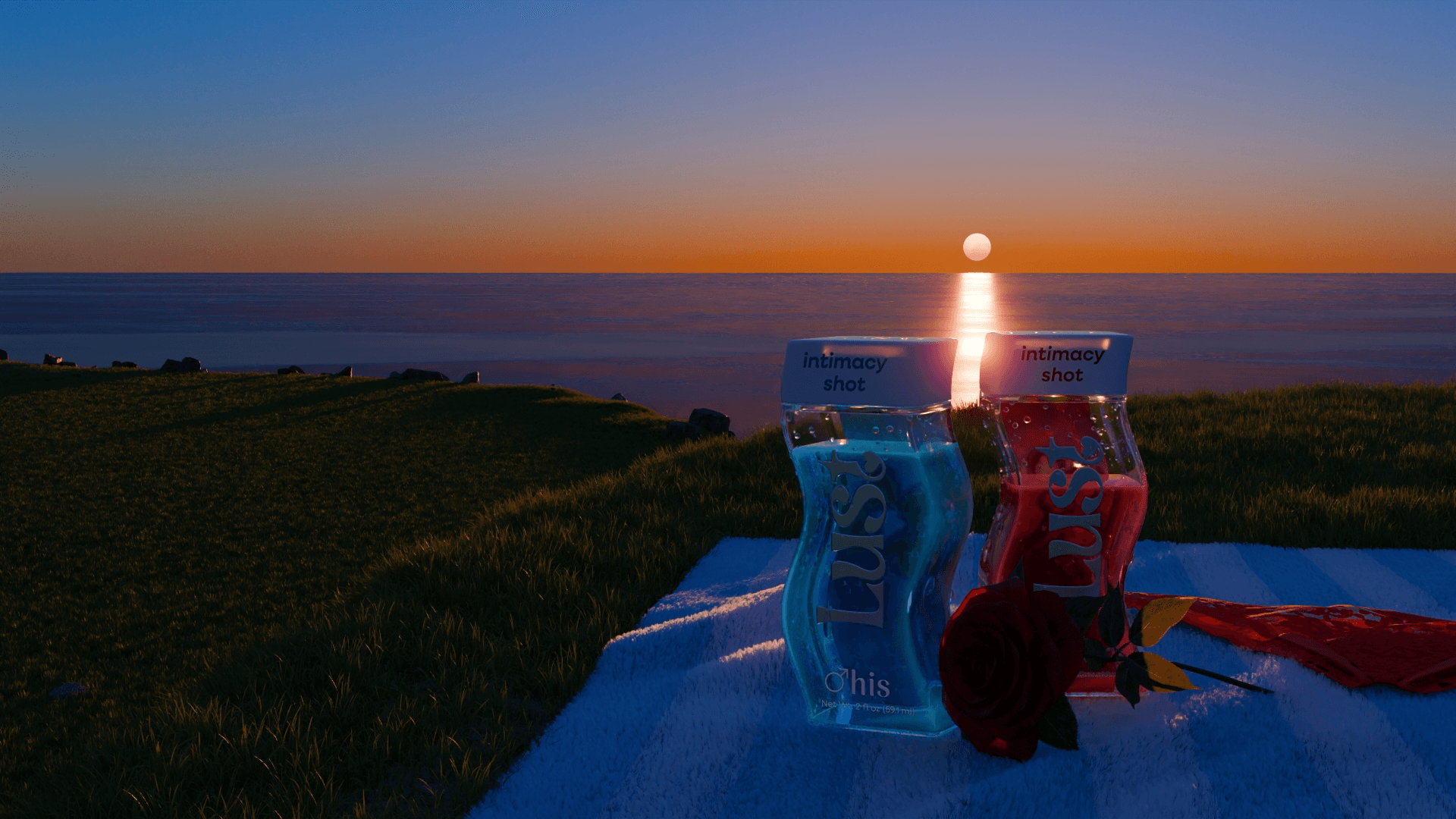 DrinkLust — e-commerce homepage hero at sunset